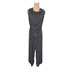 Jennifer Lopez Striped Jumpsuit | Sleeveless Wide Leg Cropped